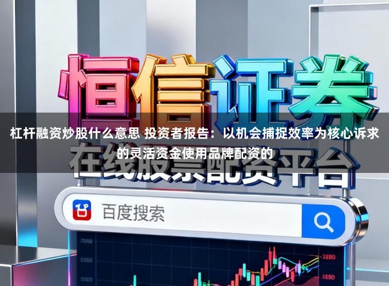 杠杆融资炒股什么意思 投资者报告：以机会捕捉效率为核心诉求的灵活资金使用品牌配资的